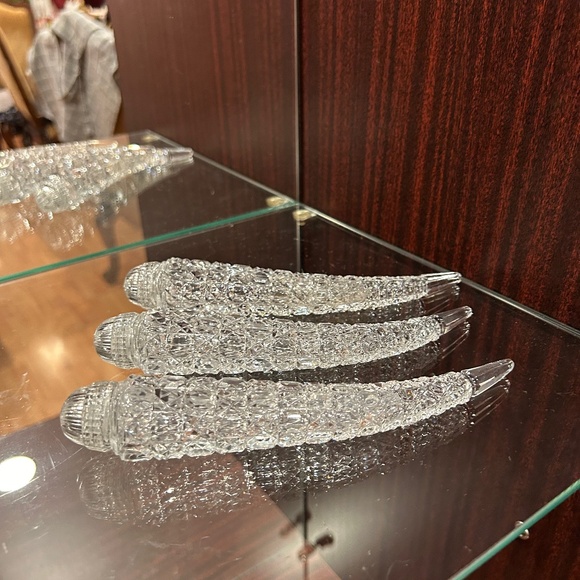 Vintage American Brilliant Cut Crystal Glass Tusk-Shaped Pattern Set of 3
